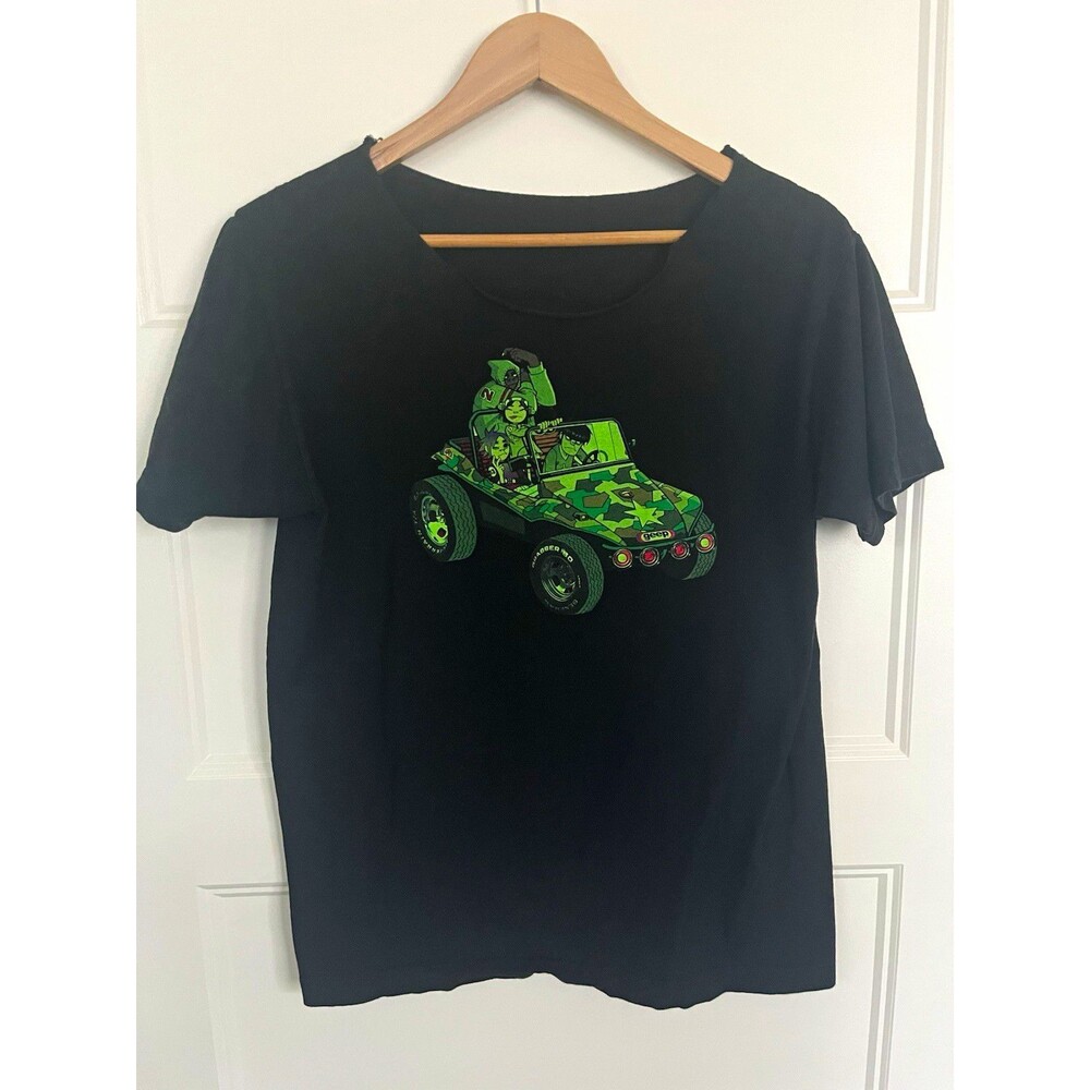 Gorillaz "Geep" Camo Dune Buggy T-Shirt Black Double Sided Red Logo Graphic Tee